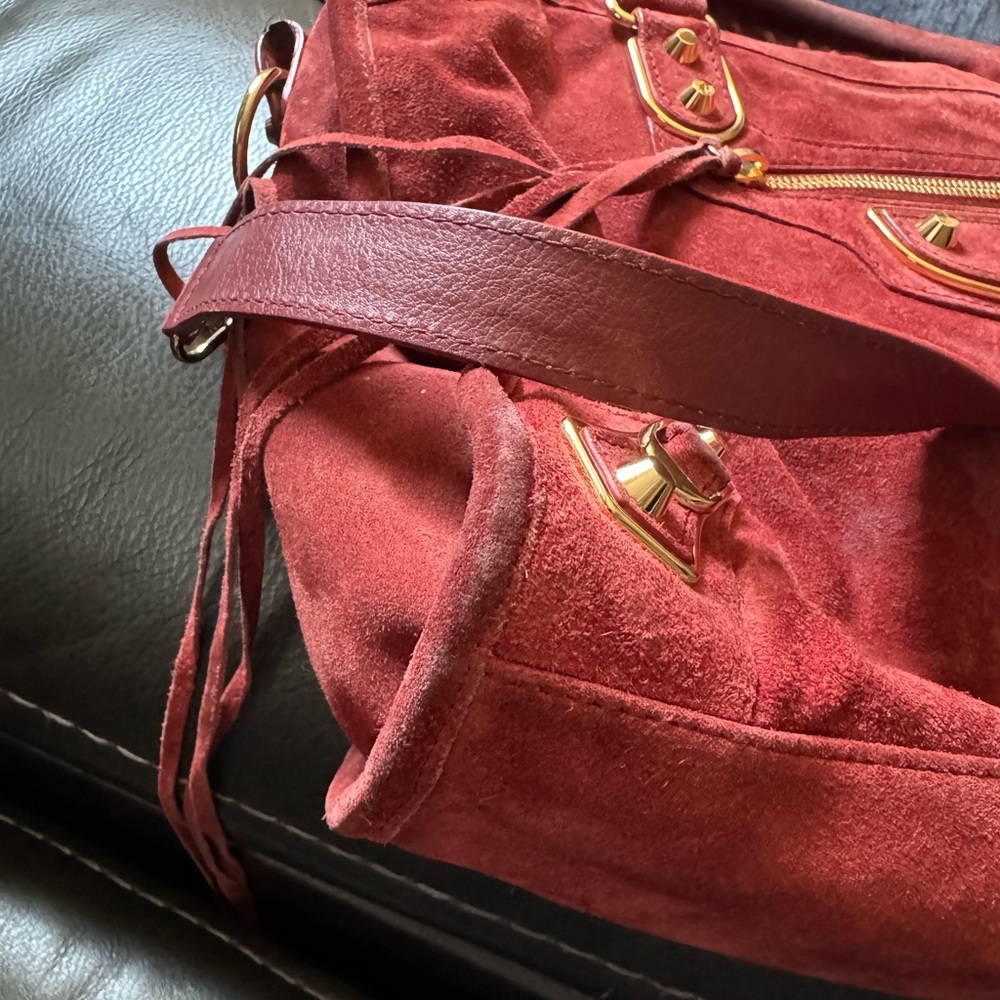 Balenciaga city bag Brick Red Suede Shoulder Bag with Gold Hardware - Picture 3 of 11